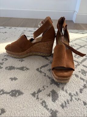 Dolce Vita Tan Suede Cork Wedge Sandals
